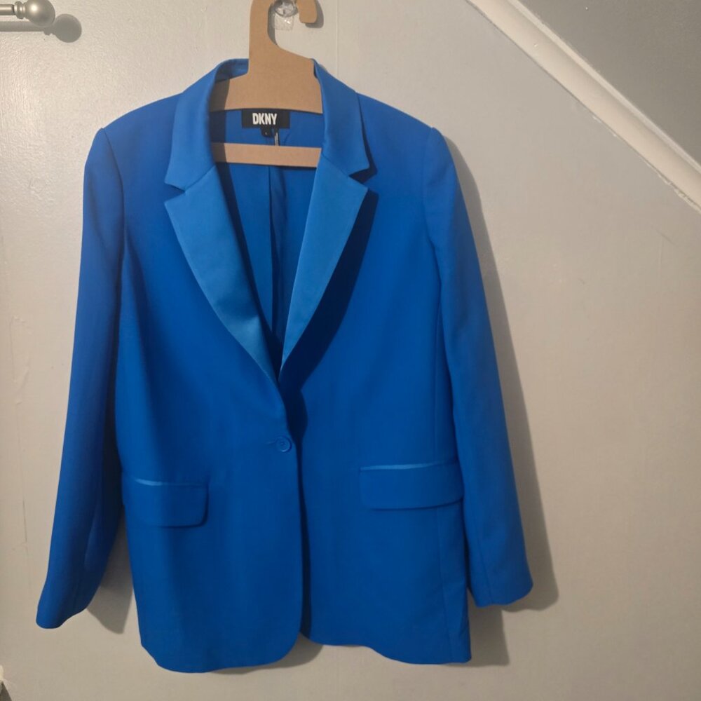 DKNY Women's Frosted Twill One Button Long Sleeve Jacket - Picture 3 of 4